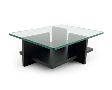 Tavolino con top in vetro e base in legno Theo di Moroso