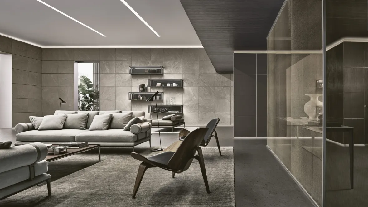 Boiserie Modulor Gres e Similpelle di Rimadesio