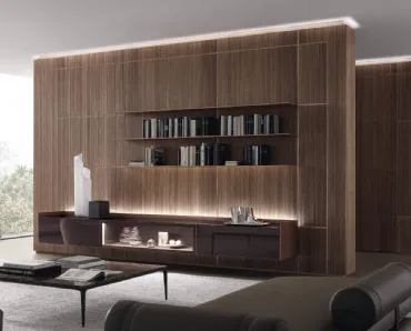 Boiserie Modulor in finitura Noce Sahara di Rimadesio