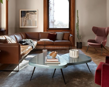 Tavolino Constantin in lamina di ottone e legno di Cassina