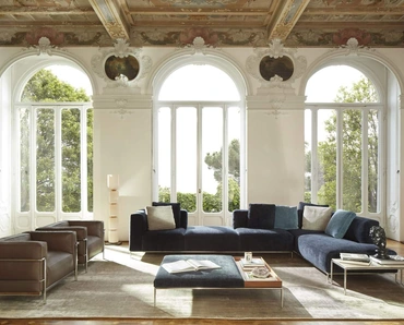 Tavolino Pouf Mex-Hi in tessuto imbottito e legno di Cassina