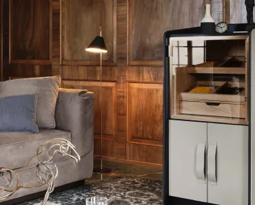 Mobile contenitore Gentleman in legno rivestito in pelle di Flou