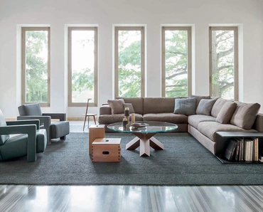 Tavolino rotondo in vetro e legno La Rotonda di Cassina
