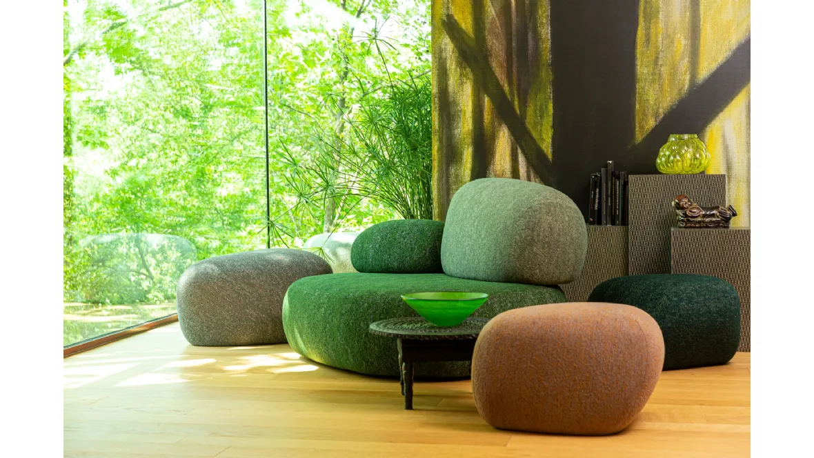 Pouf in tessuto a forma di pietra Pebble Rubble di Moroso