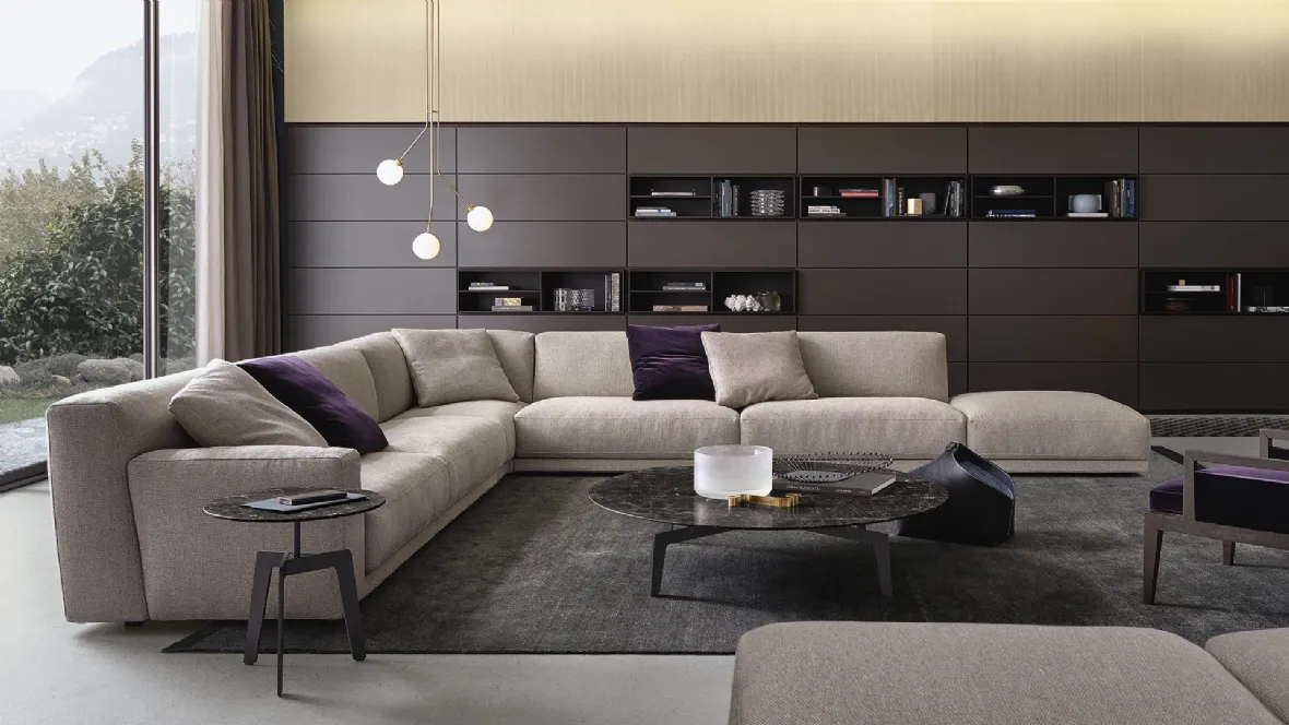 Tavolino rotondo Tribeca con top in marmo di Poliform