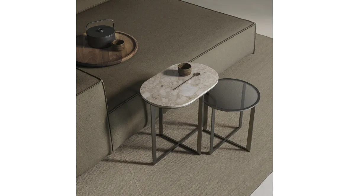 Tavolino Rialto Coffee Table in vetro o marmo di Rimadesio