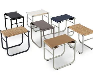 Tavolino Tabouret in cuoio, canna o tessuto di Cassina