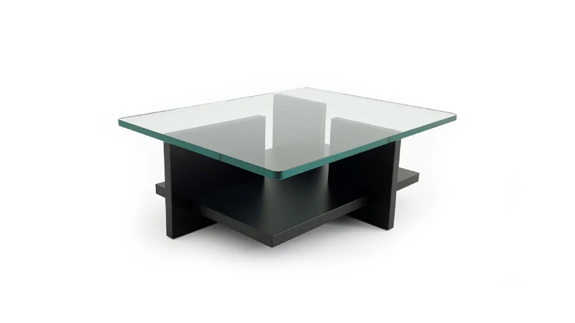 Tavolino con top in vetro e base in legno Theo di Moroso