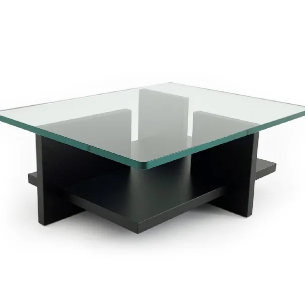 Tavolino con top in vetro e base in legno Theo di Moroso