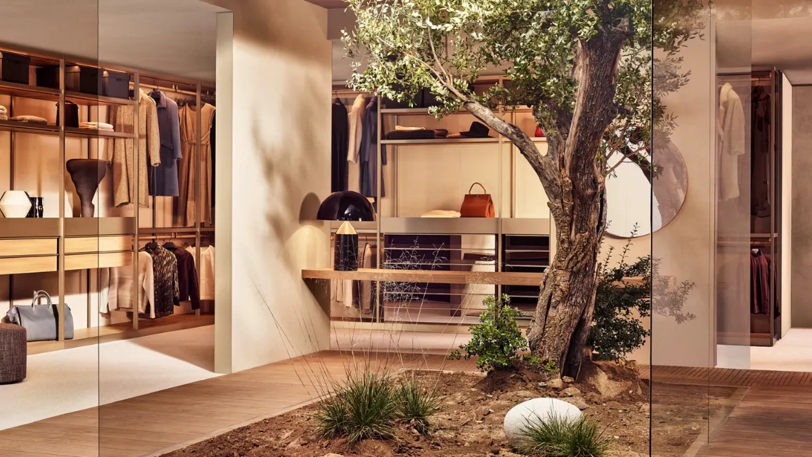 Cabina Armadio Senzafine in nobilitato olmo di Poliform