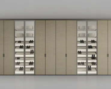 Armadio Cover con ante in Rafia e Vetro di Rimadesio