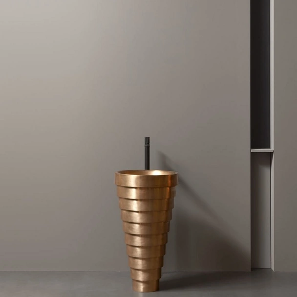 Lavabo freestanding AMDL Circle Cheope in bronzo satinato di Antoniolupi