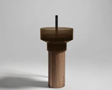 Lavabo a colonna Borghi in vetro e legno di Antoniolupi