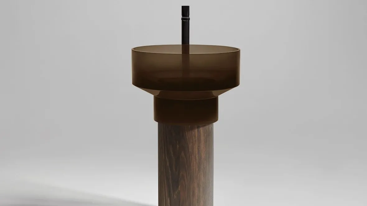 Lavabo a colonna Borghi in vetro e legno di Antoniolupi