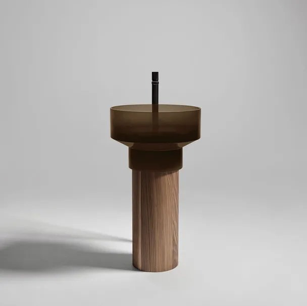 Lavabo a colonna Borghi in vetro e legno di Antoniolupi