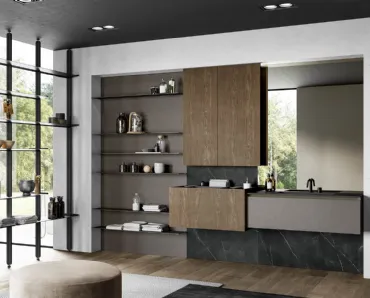 Mobile da Bagno sospeso in essenza rovere castoro e materico Facto 07 di Birex