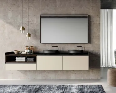 Mobile da Bagno Gola Up 02 in laccato opaco tortora di Birex