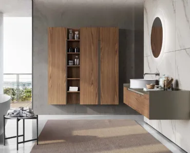 Mobile da Bagno sospeso Gola Up 04 in essenza noce Canaletto di Birex