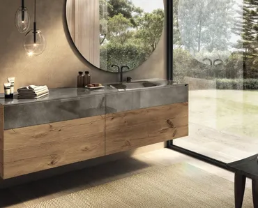 Lavabo integrato in vetro 36e8 di Lago