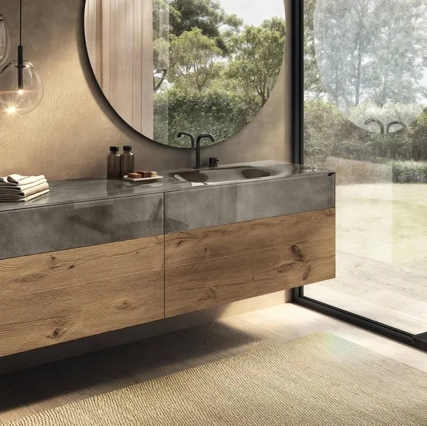 Lavabo integrato in vetro 36e8 di Lago