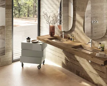 Lavabo Depth in legno e vetro di Lago