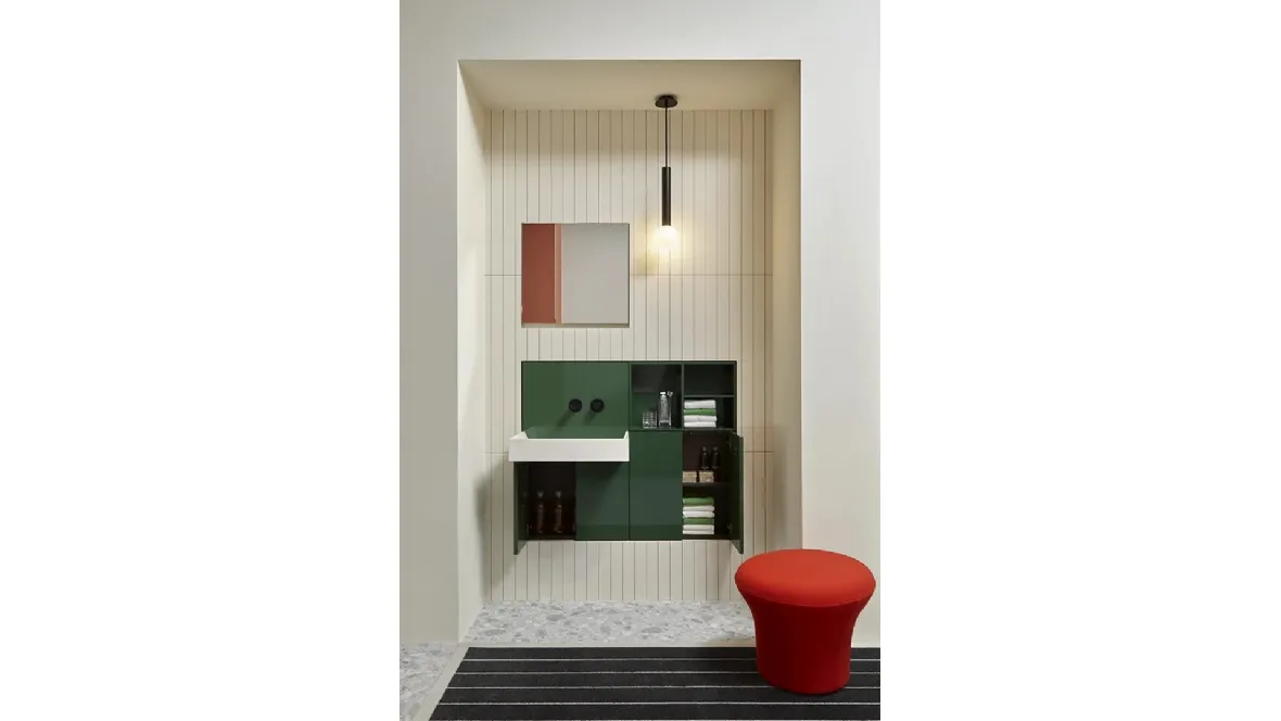 Mobile da Bagno sospeso incassato Showdown in laccato lucido di Antoniolupi