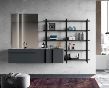 Mobile da Bagno Sidéro 07 in laccato opaco grigio antracite di Birex