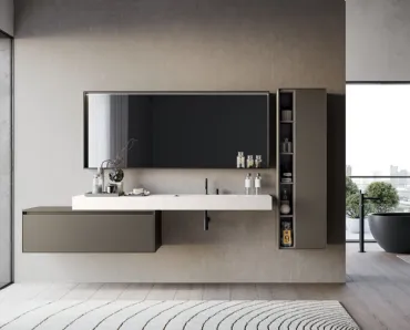 Mobile da Bagno sospeso in laccato opaco grigio Traccia 01 di Birex