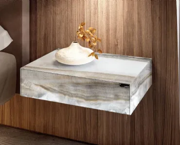 Comodino sospeso in vetro Materia 1070 di Lago