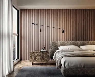 Comodino in vetro effetto marmo Materia 1073 di Lago