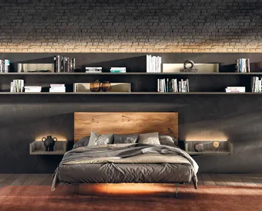 Letto Air 1521 con testiera in legno di Lago