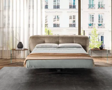 Letto con testiera morbida e avvolgente Bounty 1807 di Lago