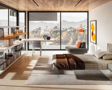 Letto singolo Air Kids & Young 1265 con testiera in tessuto di Lago