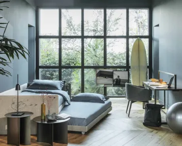 Letto singolo Duetto con letto estraibile di Flou