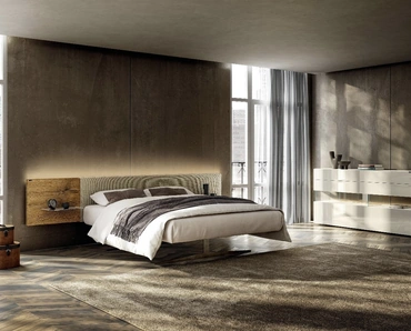 Letto con testiera in legno Steel 1717 di Lago