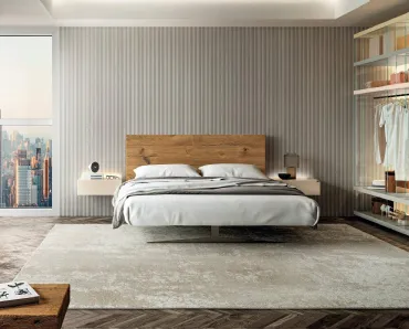 Letto con testiera in legno e base in acciaio Steel 1721 di Lago
