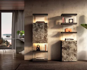 Libreria di design Air 2682 in vetro effetto marmo di Lago