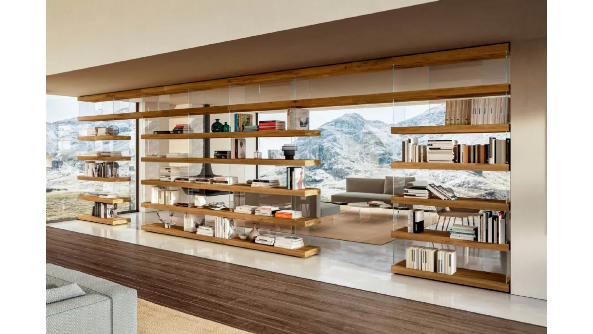 Libreria in legno e vetro Air Divisoria ambienti di Lago