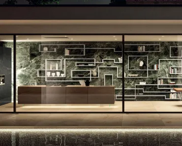 Libreria sospesa a tutta parete LagoLinea 1216 di Lago