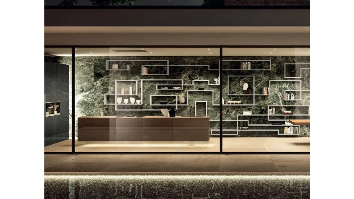 Libreria sospesa a tutta parete LagoLinea 1216 di Lago