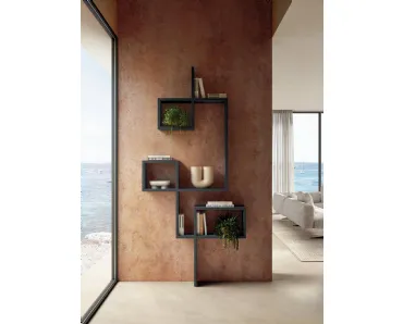 Libreria di design a muro LagoLinea in laccato opaco di Lago