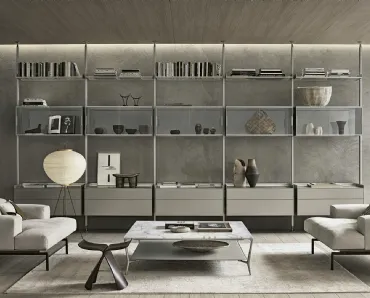 Libreria Zenit Platino in metallo e laccato di Rimadesio