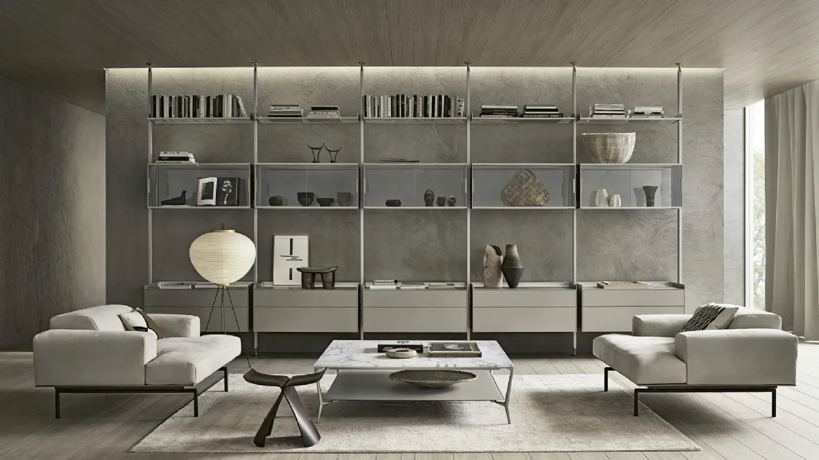 Libreria Zenit Platino in metallo e laccato di Rimadesio