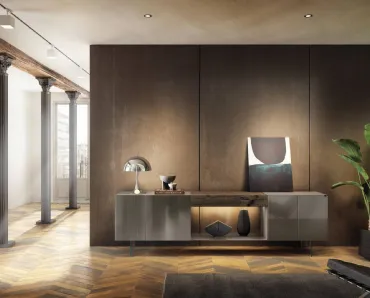 Madia in vetro laccato e legno 36e8 2105 di Lago