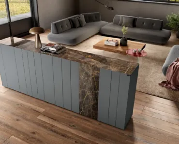 Madia freestanding NOW 1385 in vetro dall'aspetto monolitico di Lago