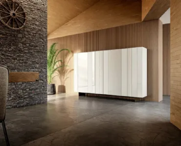 Madia Alta NOW 1386 in vetro Bianco dal design modulare di Lago