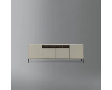 Madia Self Up in vetro finitura Lino opaco di Rimadesio