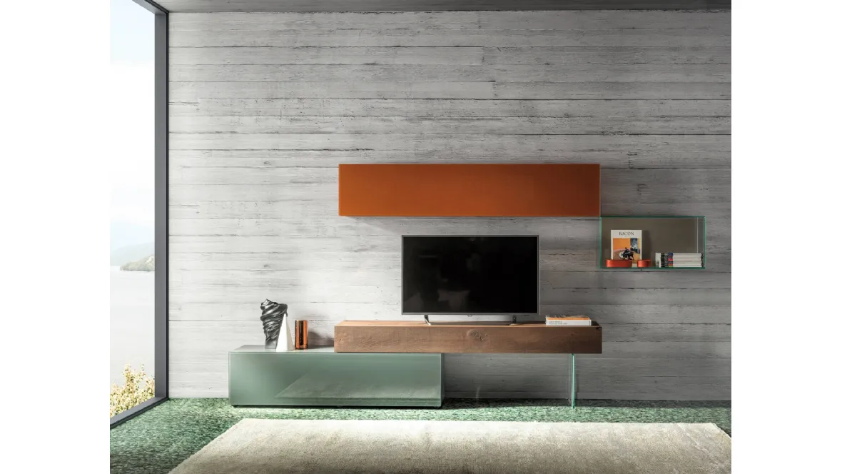 Mobile Porta Tv in vetro e legno 36e8 0521di Lago