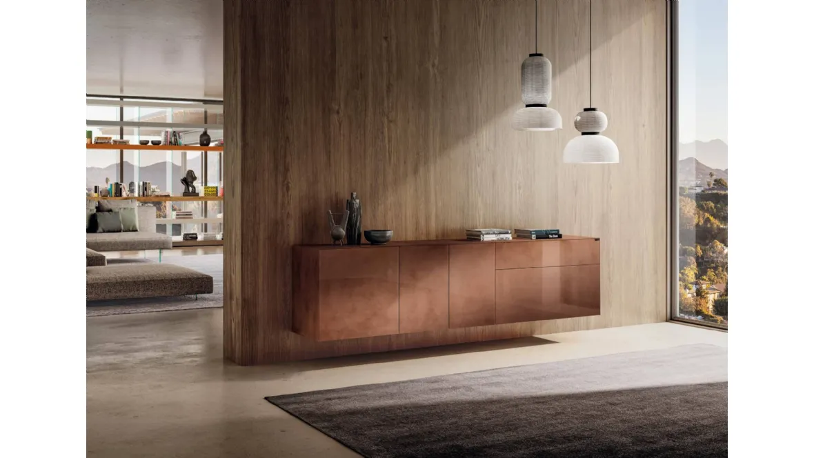 Mobile sospeso in vetro lucido rame Materia 1009 di Lago