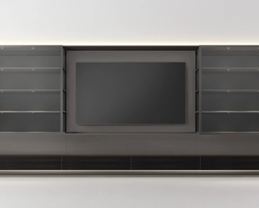 Parete Attrezzata Abacus Grafite in laccato e tinto ebano di Rimadesio